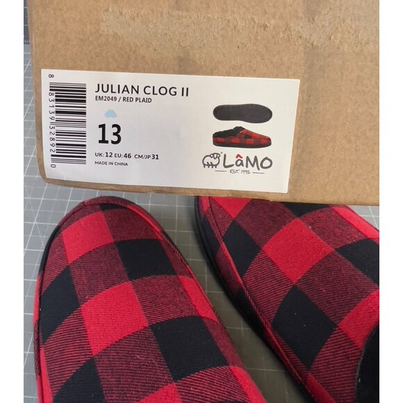 Men’s LAMO Julian II Red Plaid ClogsWool Sz. 13 US New Slippers - Picture 4 of 8